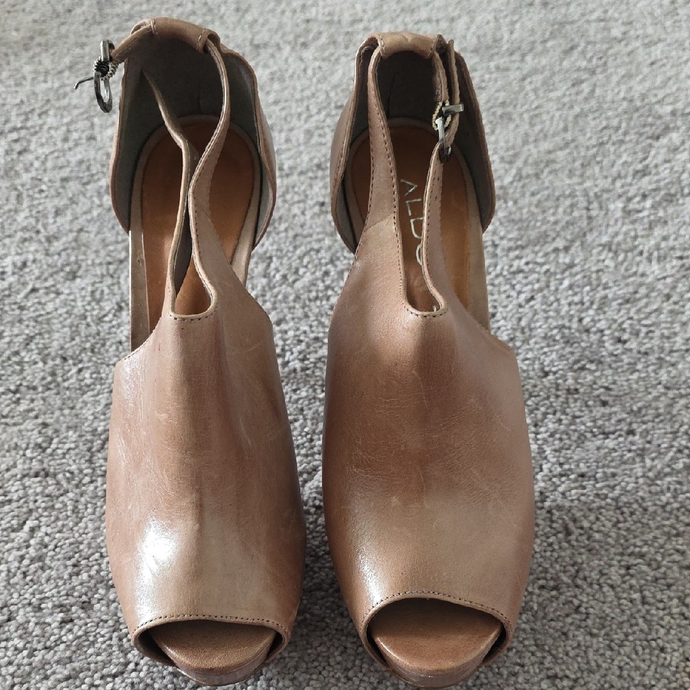 Aldo Women's Brown Peep Toe Heels